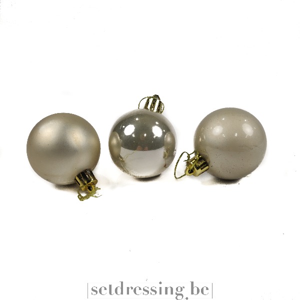 Verzameling kleine kerstballen beige, grijs, goud