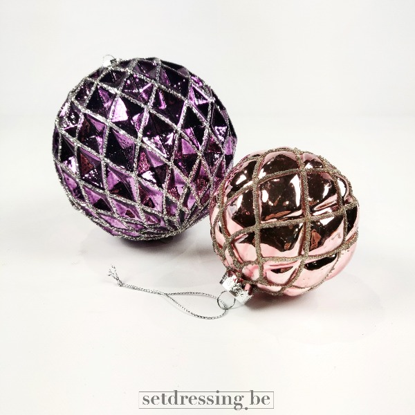 Verzameling luxe kerstballen paars/roze