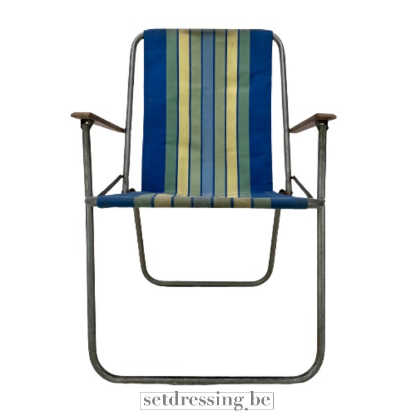 Vintage kampeerstoel 80cm blauw