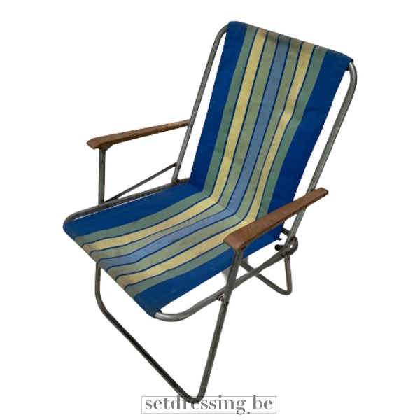 Vintage kampeerstoel 80cm blauw