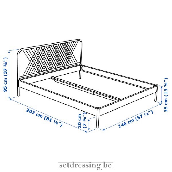 Metalen bed 140cm x 200cm wit