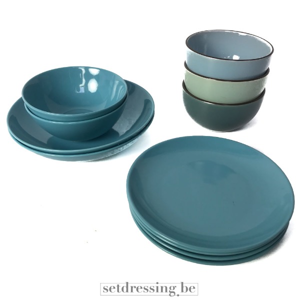 Serviesset mix blauw