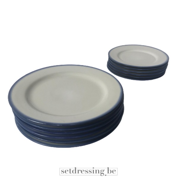 Serviesset borden wit/blauw