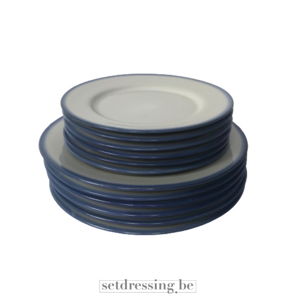 Serviesset borden wit/blauw