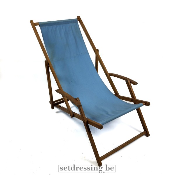Wooden deck chair 110cm blue