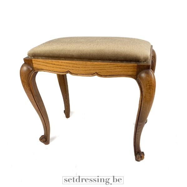 Houten voetbankje 50cm bruin fluweel