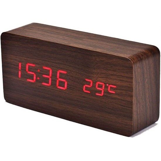 Digitale wekker klok 15cm bruin