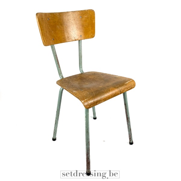 Industrial school chair brown gray