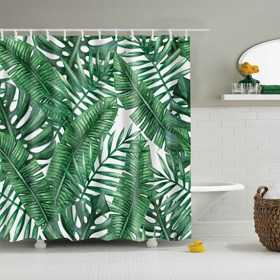 Botanisch douchegordijn 200x180cm groen