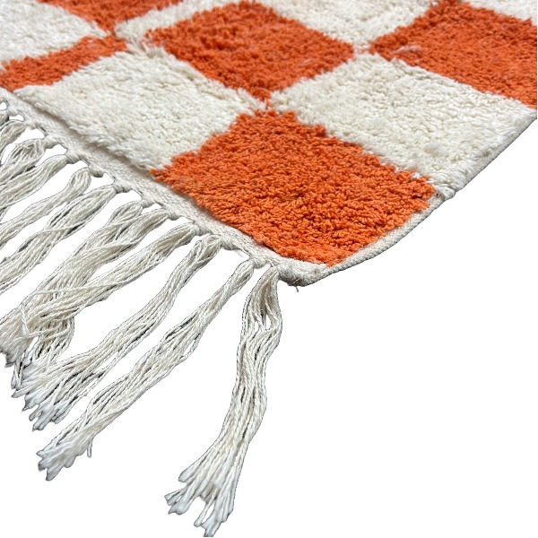 Geruite loper oranje