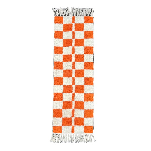 Geruite loper oranje