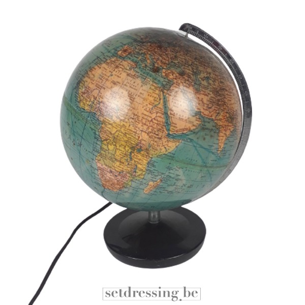 Tafellamp wereldbol 25cm antiek